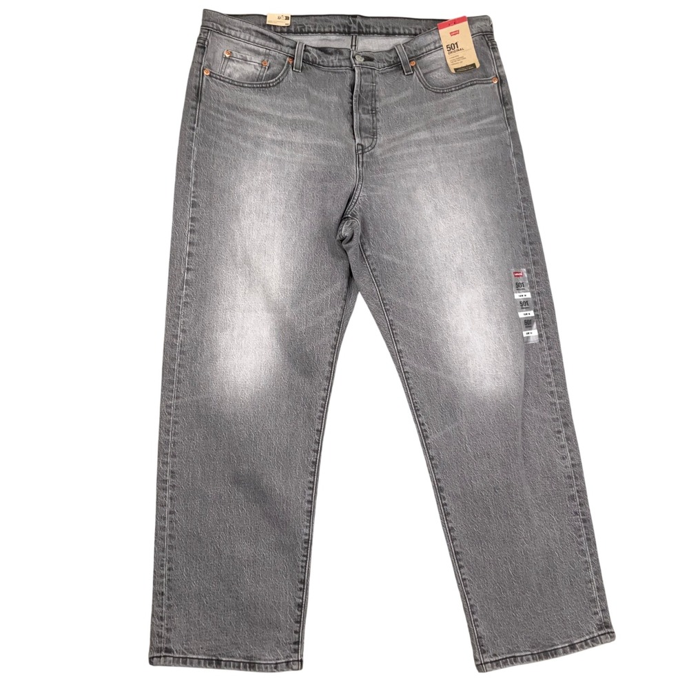 Levi Strauss 501 Original Jeans Womens 16WM Gray Button Fly High Denim Stretch
